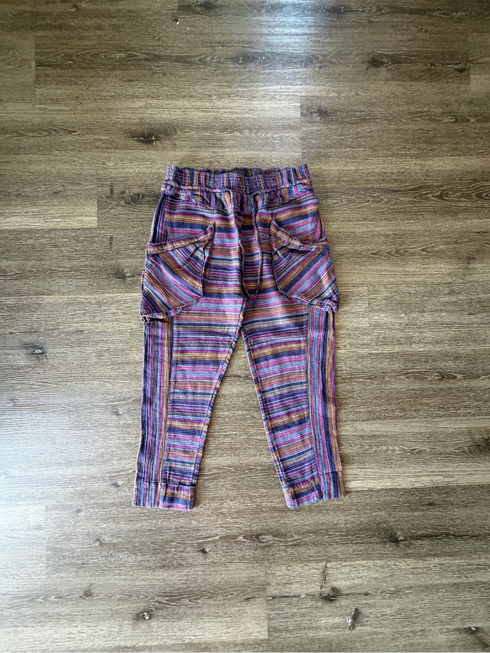 Free People Multicolor Striped Cargo Pants - Purple, Pink, Blue
